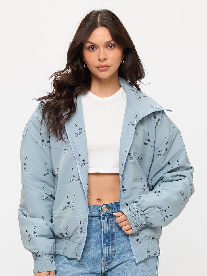 CAT WHISKERS PRINT JACKET for wholesale by SM WARDROBE