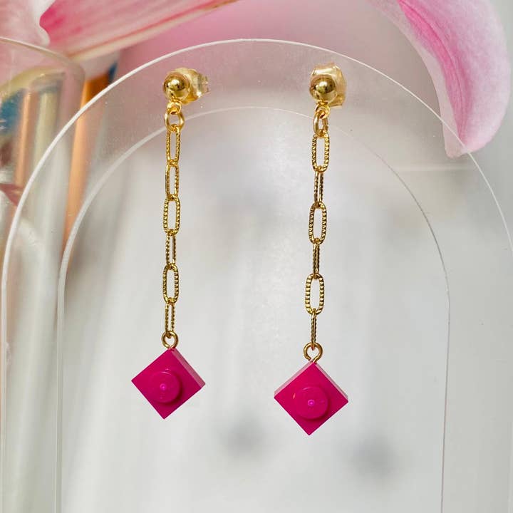 Brique d'Oreille – wholesale Hängande örhängen – Hängande örhängen kedja & Lego®-kloss - Les Virevolteuses9