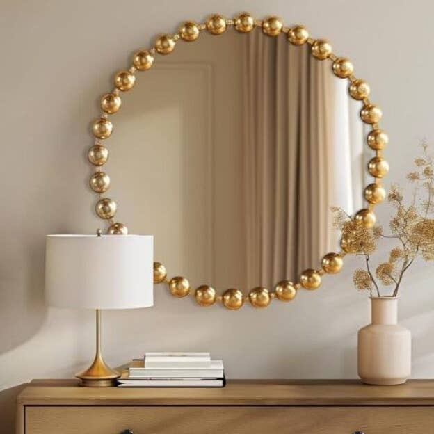 DEENZ – wholesale Wall mirror – Round Wall Mirror Circular Golden Beaded Plastic Frame 60 Cm0