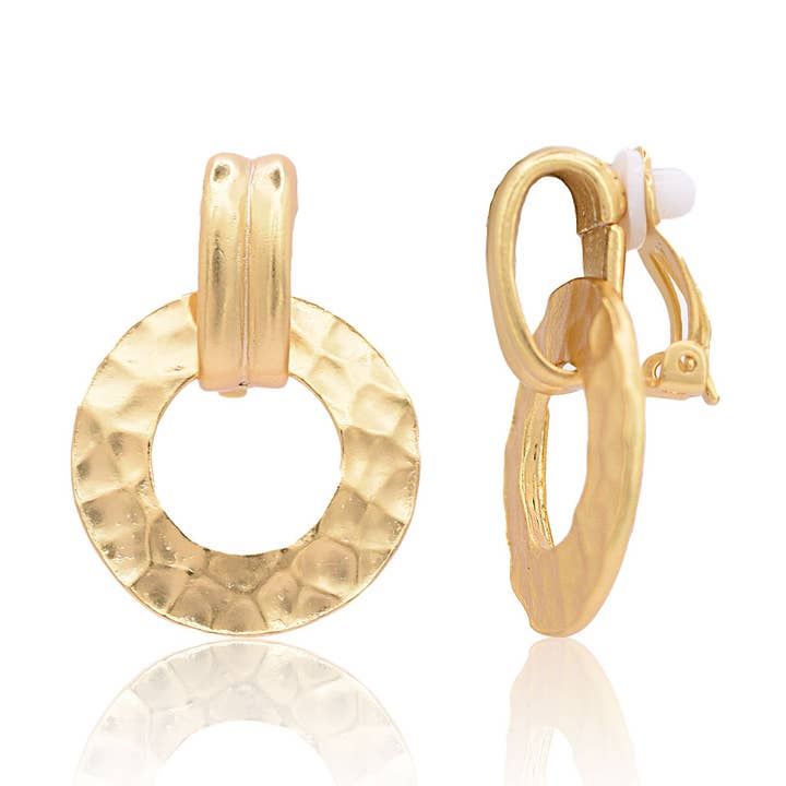 Brincos de Pressão com Martelado Circular Plano por atacado de KARINE SULTAN