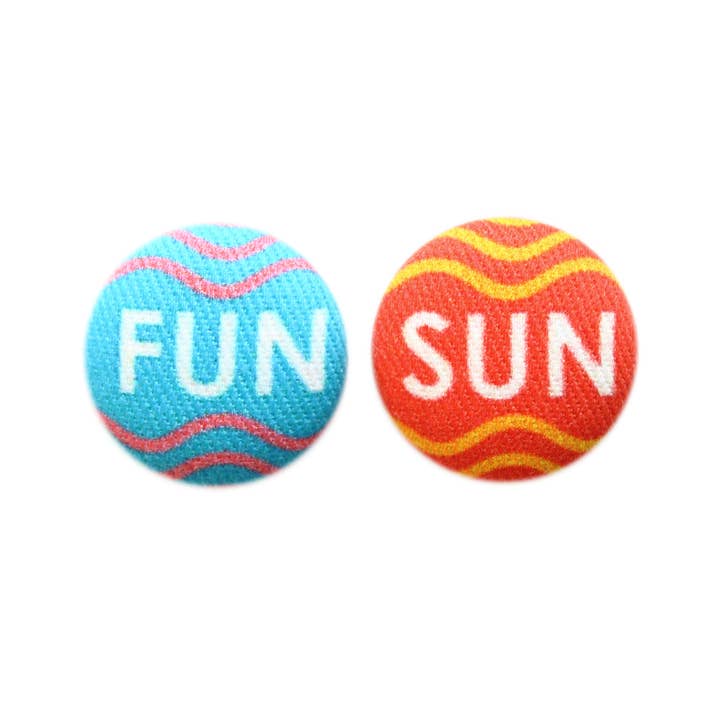Rachel O's - Wholesale Stud/Post Earrings - Bold 7/8 Inch Fun in the Sun Fabric Button Earrings