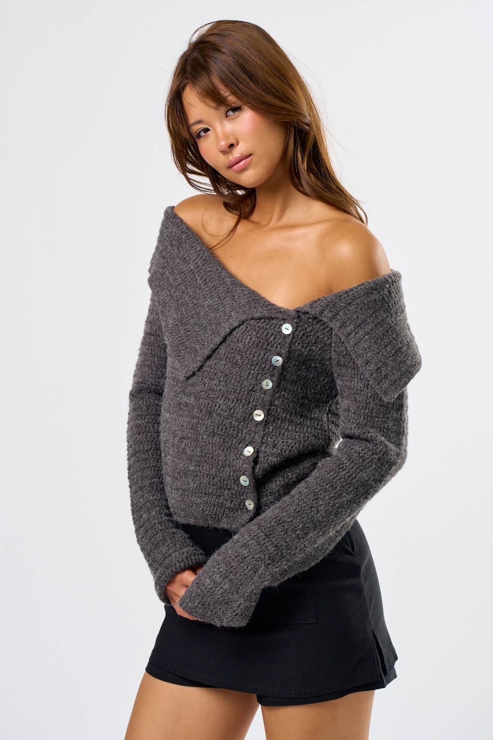 Blue Blush - Wholesale Knit Top - Women's - The Off-Shoulder Sweater Top4