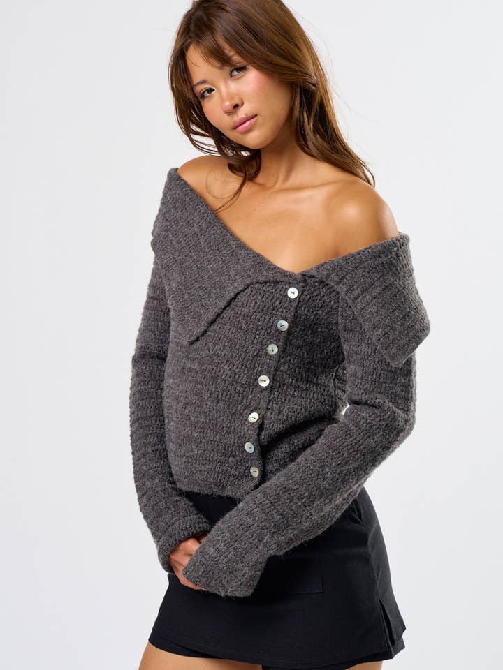 Blue Blush - Wholesale Knit Top - Women's - The Off-Shoulder Sweater Top4