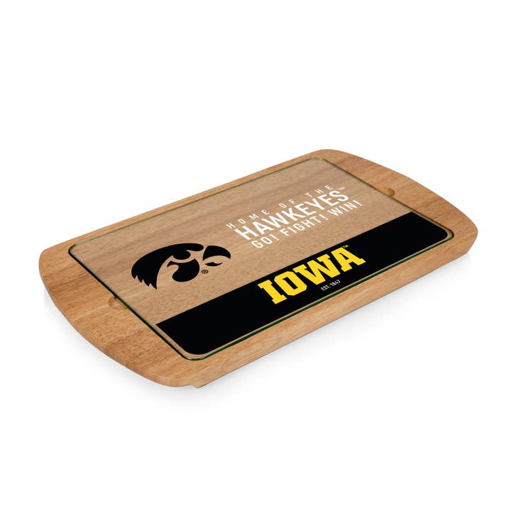 Iowa Hawkeyes Billboard Glass Top Serving Tray for wholesale by Picnic Time Family of Brands