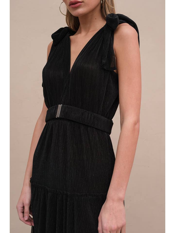 Black Lurex Pleats Dress - RD1019 for wholesale on Faire6