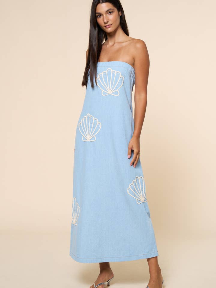 Seashell Embroidered Tube Maxi Dress for wholesale by Lalavon