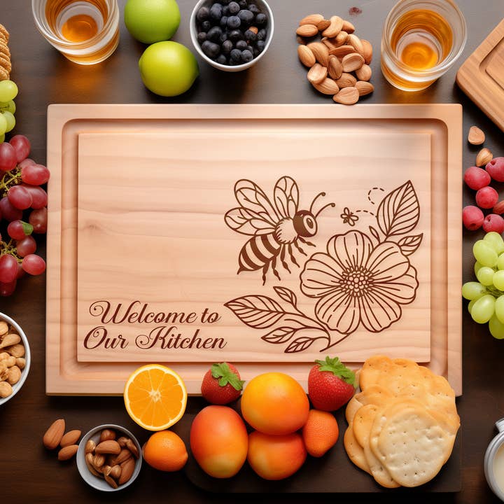 Bumblebee Engraved Cutting Board – Farmhouse Kitchen Gift for wholesale by Southern Farm Signs