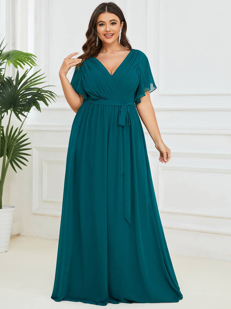 Ever-Pretty - Vente Robe – femme - Robes de soirée à volants à manches courtes exclusives B2B96