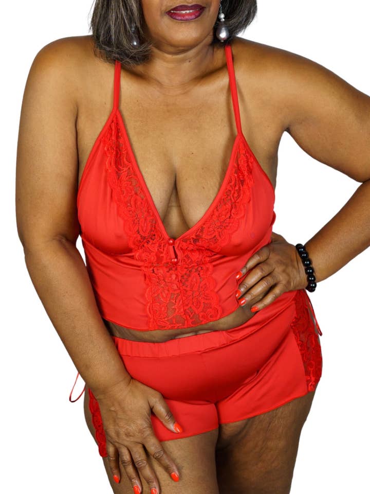 FLORAL LACE CAMI SET for wholesale by Curvy Temptations