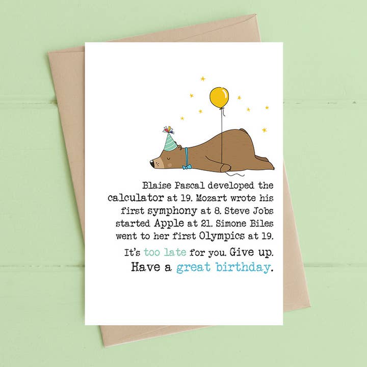 Il est trop tard - abandonne - Carte de vœux amusante pour la vente par Dandelion Stationery