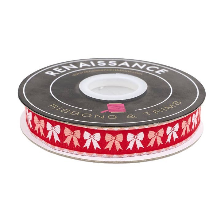 Mistletoe and Holly - Tied Bows - 7/8" width - by Beverly McCullough - 15 Yard Spool for wholesale by Renaissance Ribbons