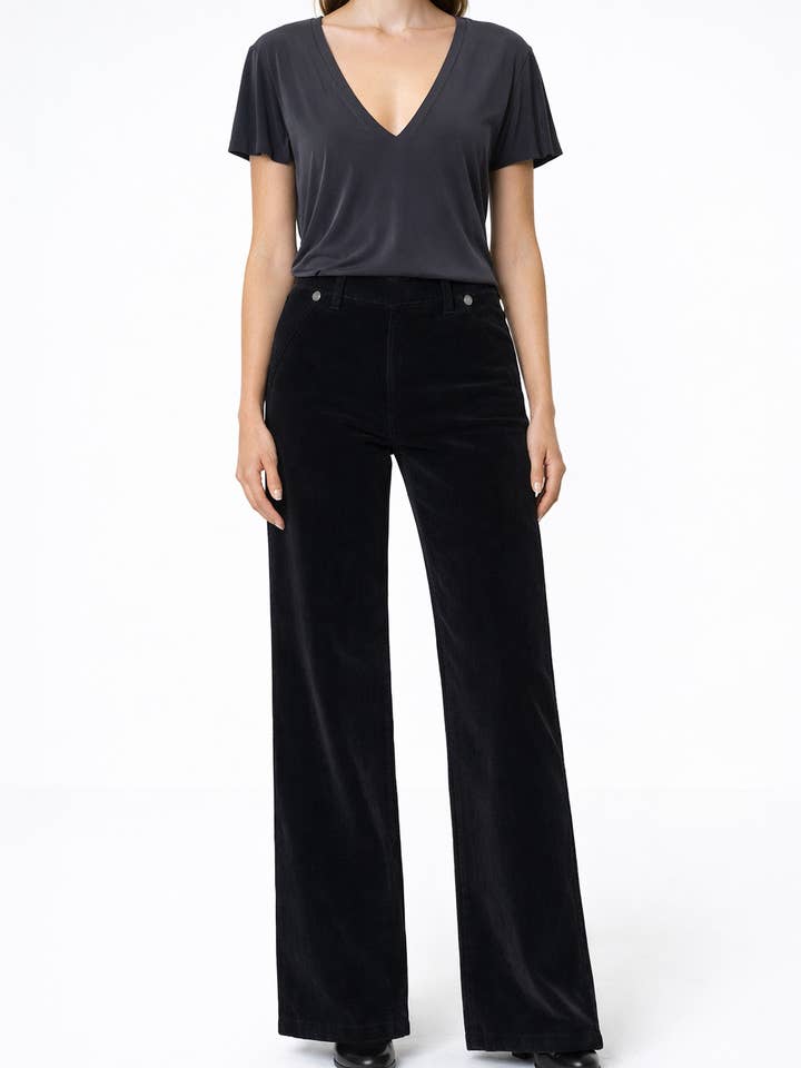 Dina High Waisted Wide Corduroy - Black for wholesale by Noend Denim
