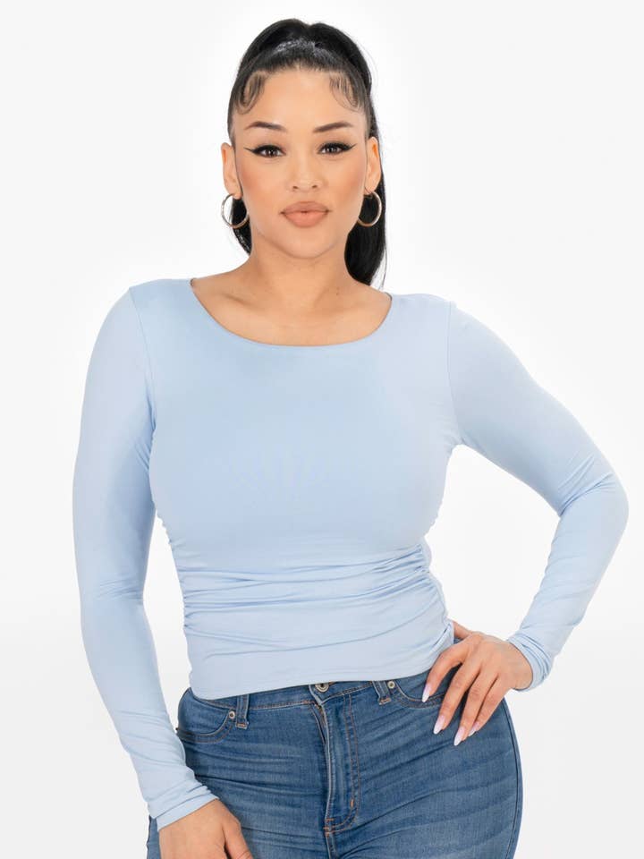 A2727-Top sculptant doux à double couche pour la vente par April Moon