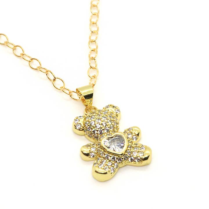 Ellie Teddy Bear Gold Necklace for wholesale by Jessica Santander