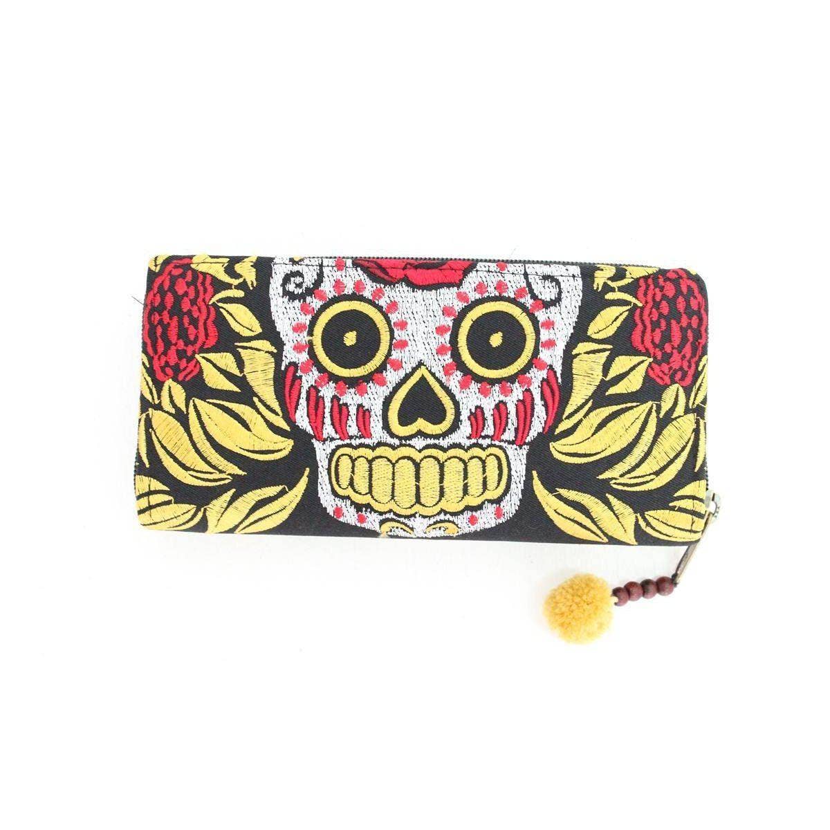 Lumily - Wholesale Wallet - Women's - Culturas Sugar Embroidered Skull Wallet - Thailand4