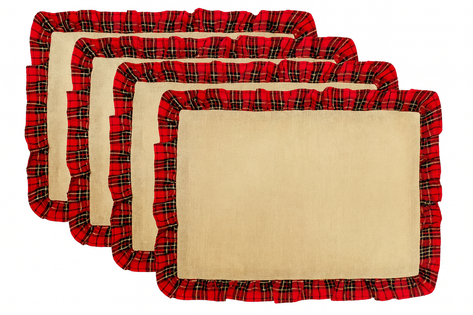 Fennco Styles – Individuais por atacado – Placemat de férias com acabamento em tartan com babados3