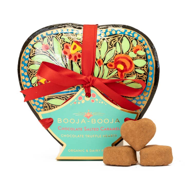 Chocolate Salted Caramel Heart-shaped Box 3 x 115g for wholesale by Booja-Booja