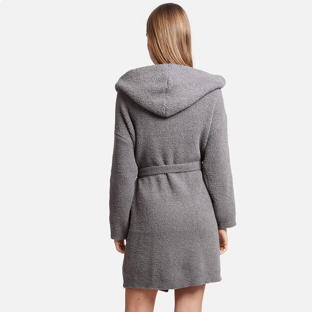 Fashion City - Venta al por mayor Bata - Mujer - Bata con capucha suave de color liso con bolsillo5