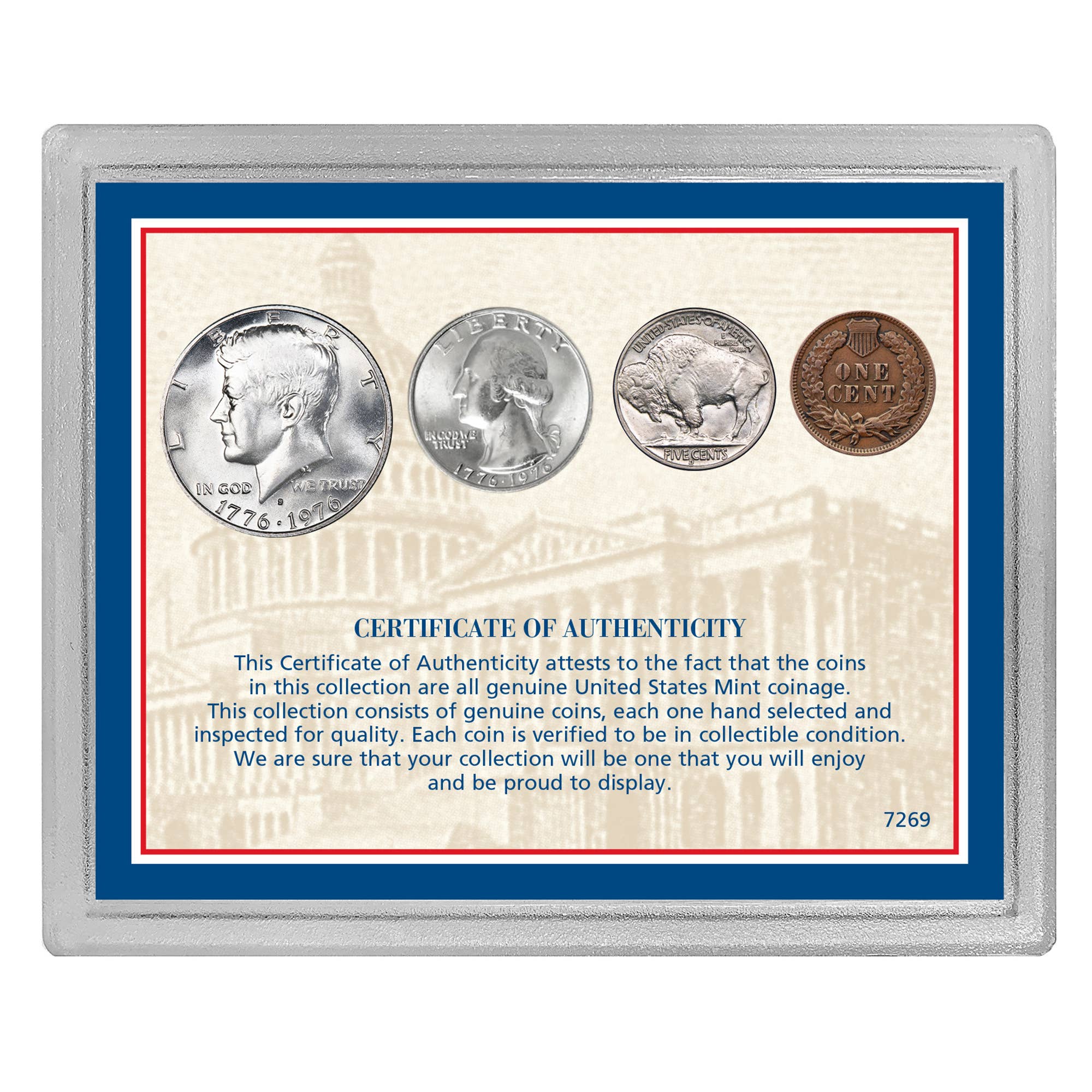 American Coin Treasures - Wholesale Decorative Tabletop Object - USA Four Most Famous Coins in Acrylic Case1