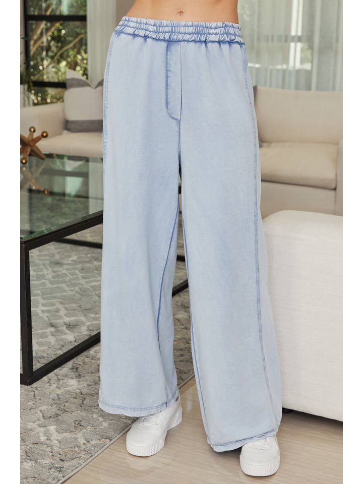 VENTI6 - Venta al por mayor Pantalones - Mujer - PANTALONES DE CHÁNDAL DE PIERNA ANCHA LAVADO MINERAL (82016)