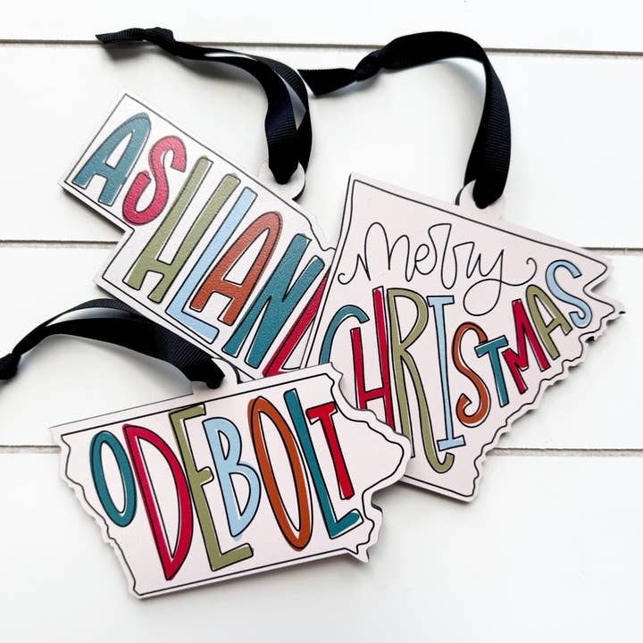 Studio 29 Eleven - Wholesale Ornament - Christmas Ornament State - City Names/Merry Christmas, etc.