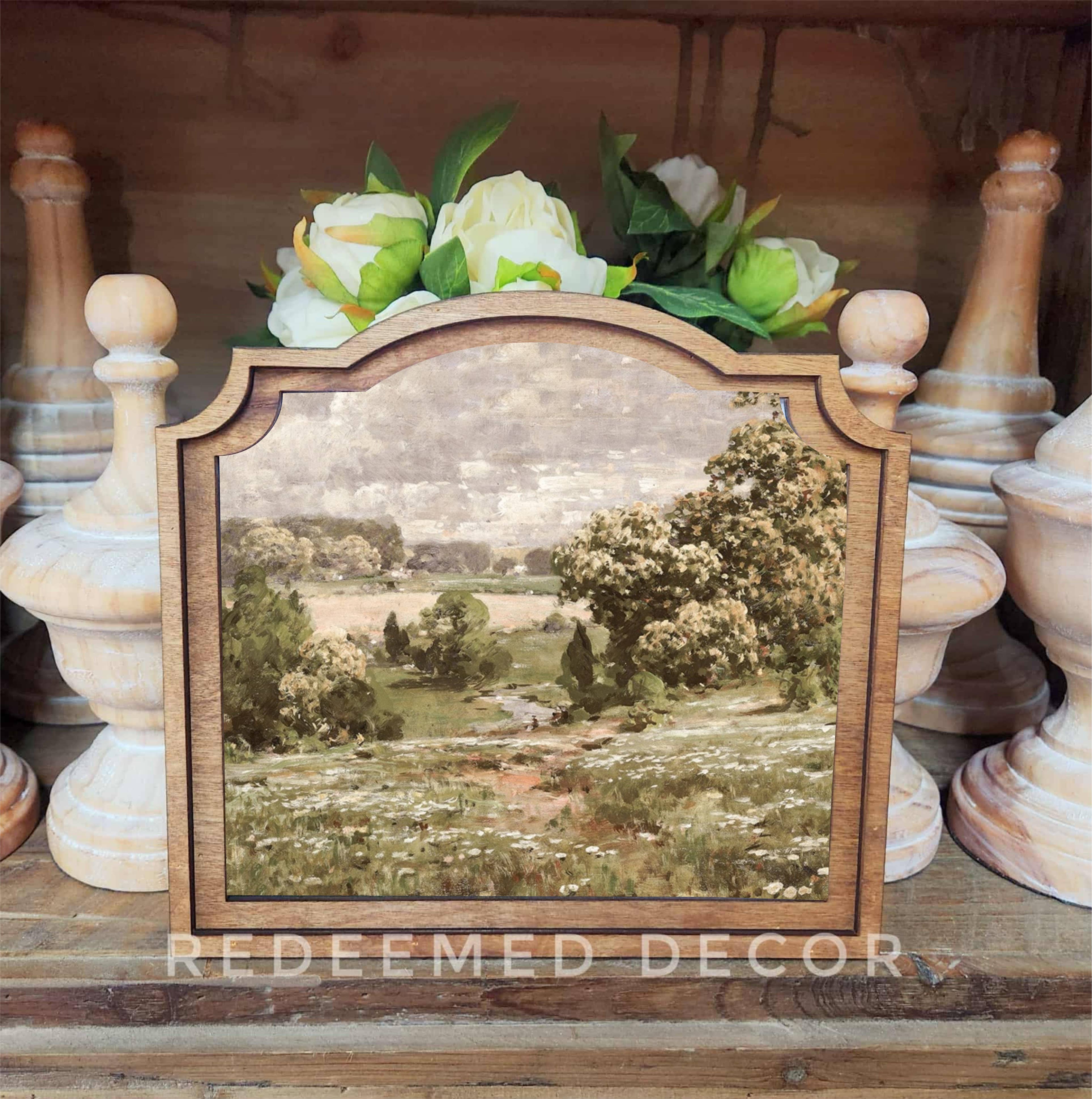 Redeemed Decor - Venta al por mayor Artículo decorativo de mesa - Arte enmarcado de paisaje primaveral provincial