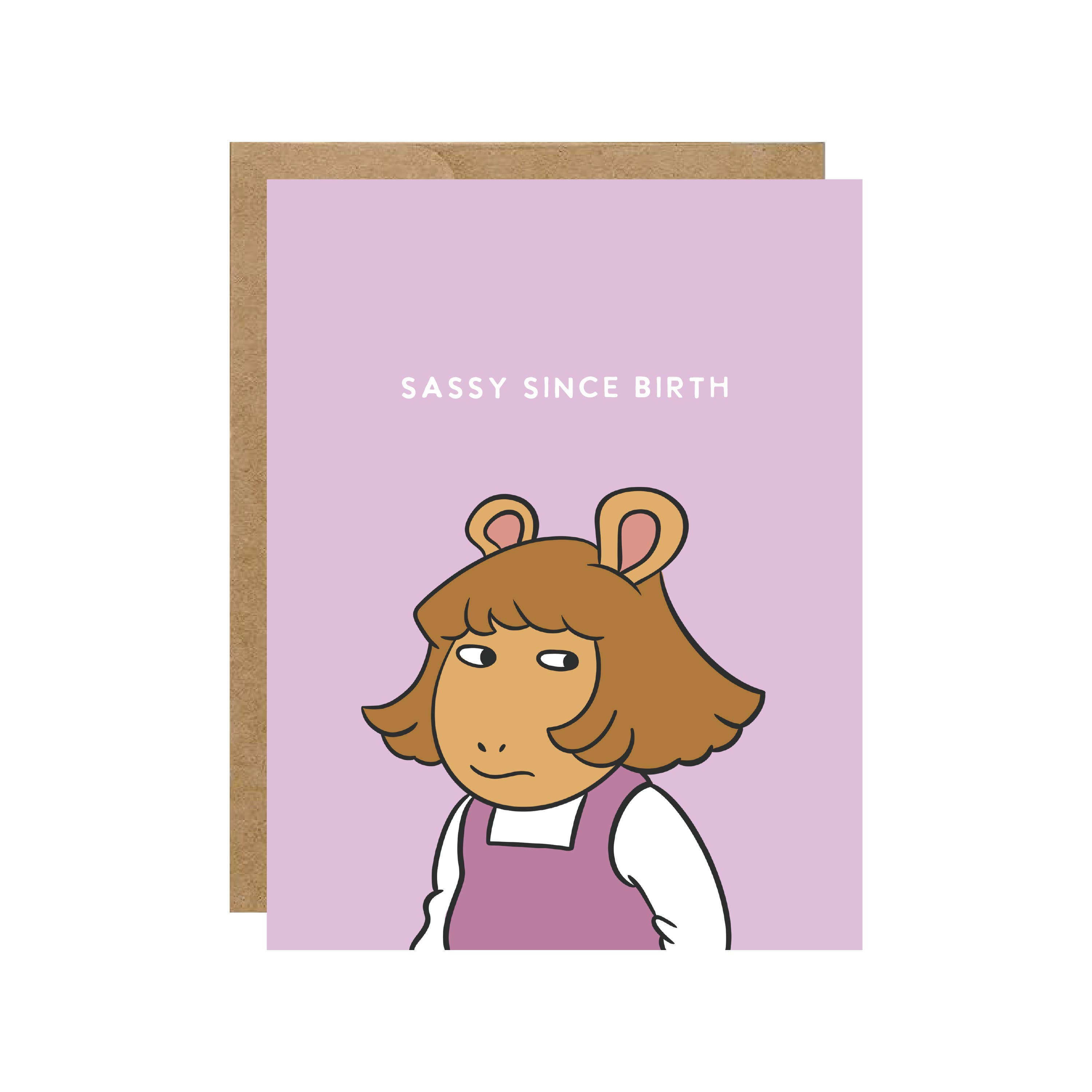 Simple Whimsy - Wholesale Birthday Card - DW Sassy Since Birth - Retro 90's Pop Culture Birthday Card