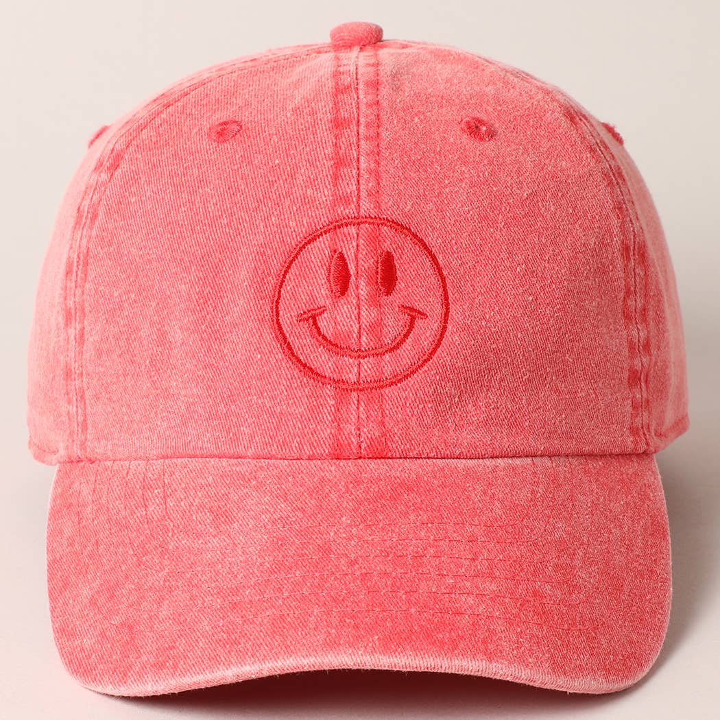 Fashion City - Wholesale Baseball Cap - Women's - Happy Face Embroidered Cotton Baseball Cap1