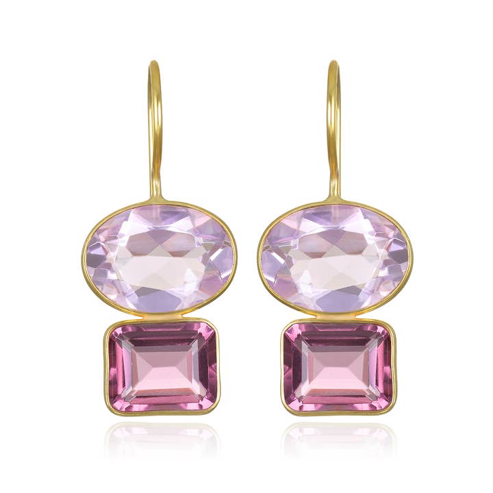 Amelia Rose Jewelry - Wholesale Dangle Earrings - Double Valencia-Blush & Rose