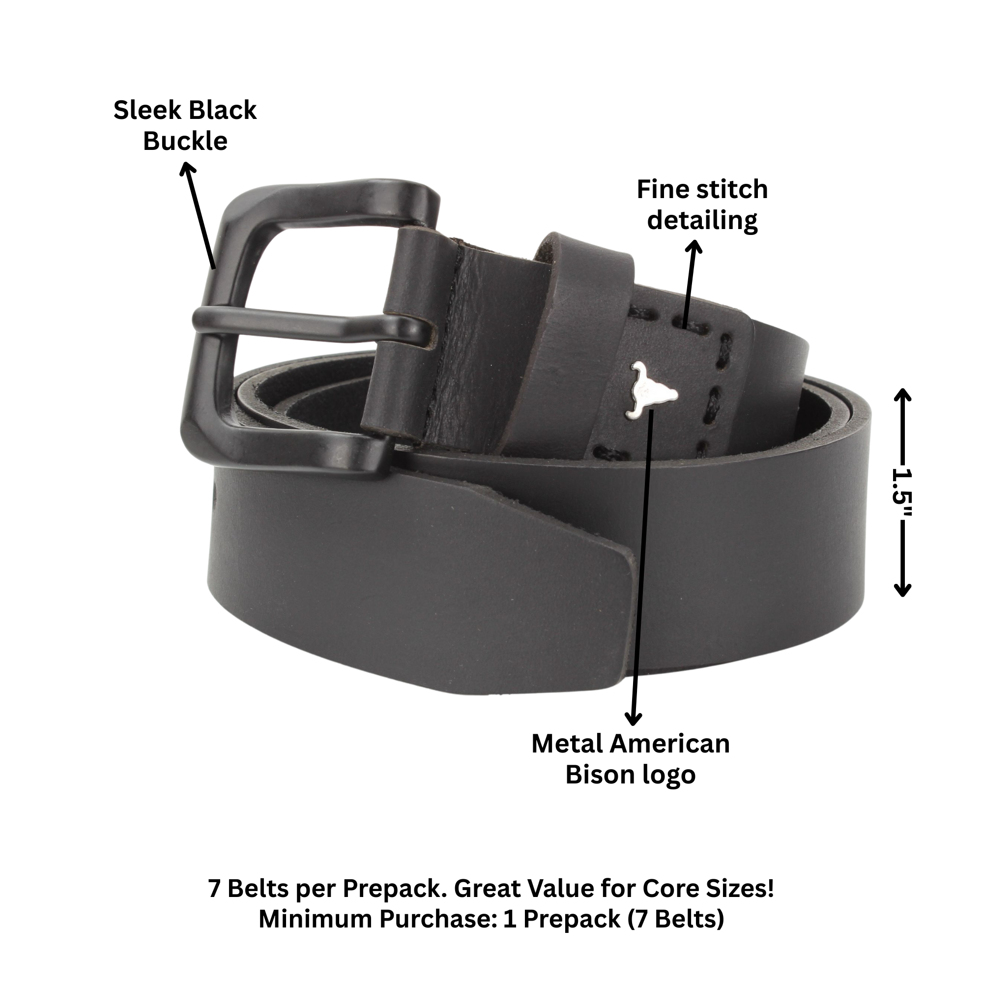Leather Impressions Inc - Vente Ceinture – unisexe - Ceinture en cuir classique avec coutures fines et logo - ABB 01031