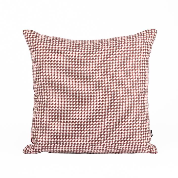 Pude MUDELL 45x45 Bordeaux Pied Poule med fløjl tilbage for engroshandel hos KUXIN // Home Fashion