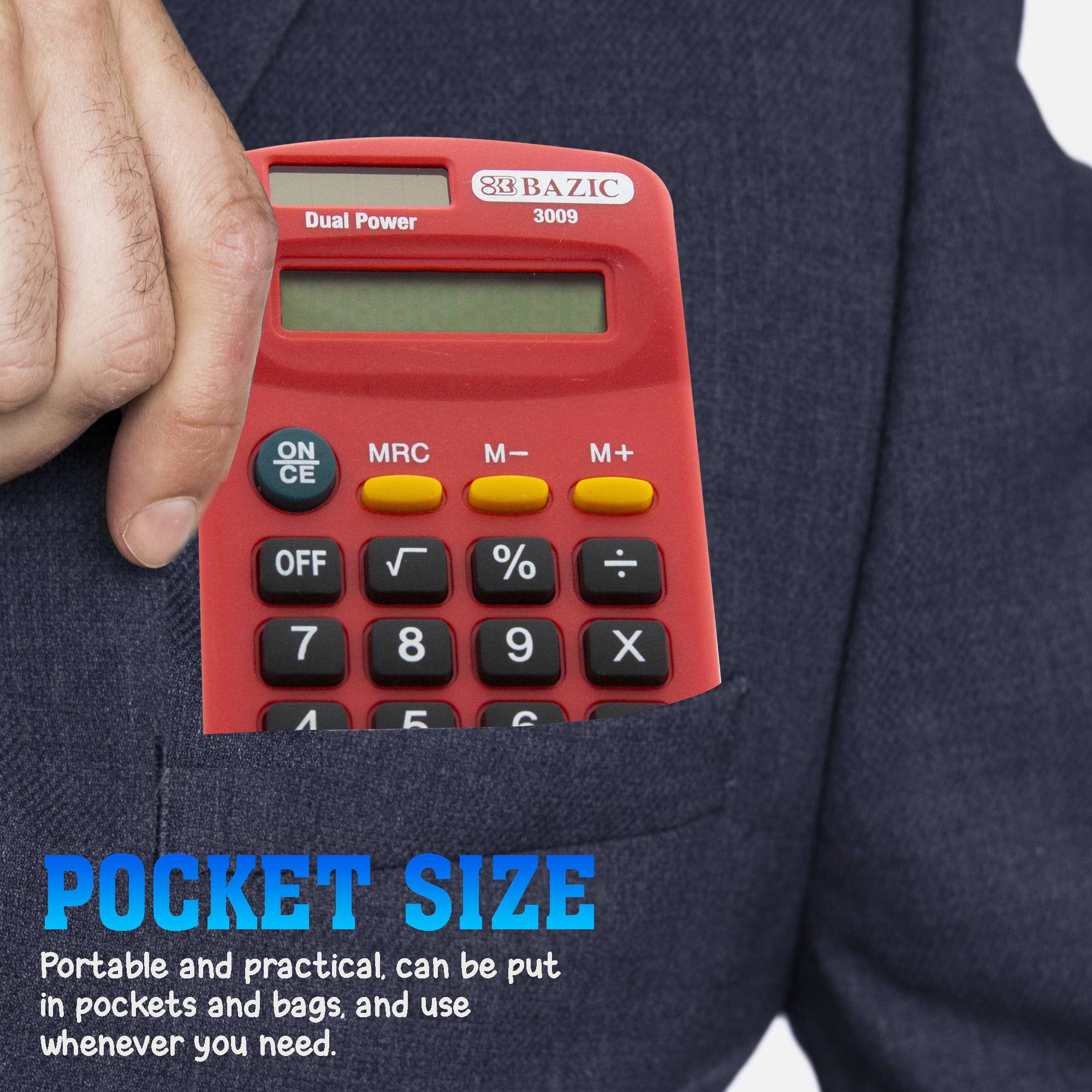 BAZIC Products - Wholesale Calculator - Pocket Size Calculator 8-Digit Dual Power4