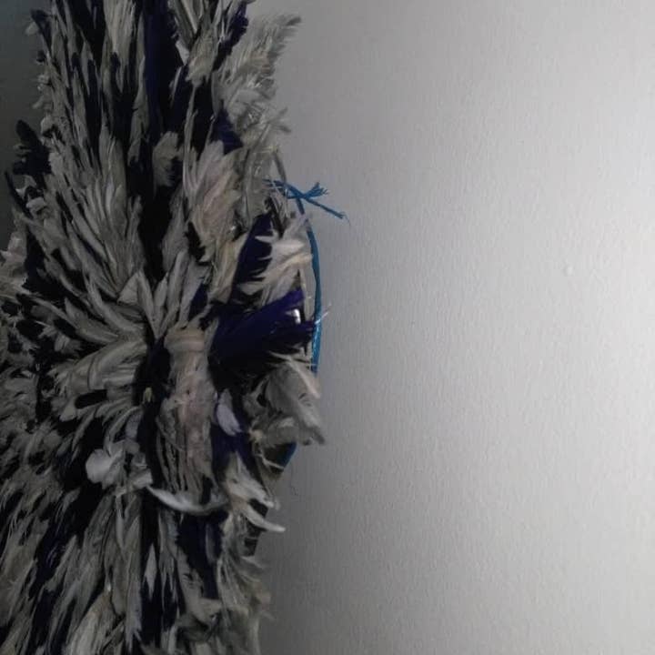 HOME DECOR FR - Wholesale Decorative Tabletop Object - White, navy blue and gray speckled juju hat3