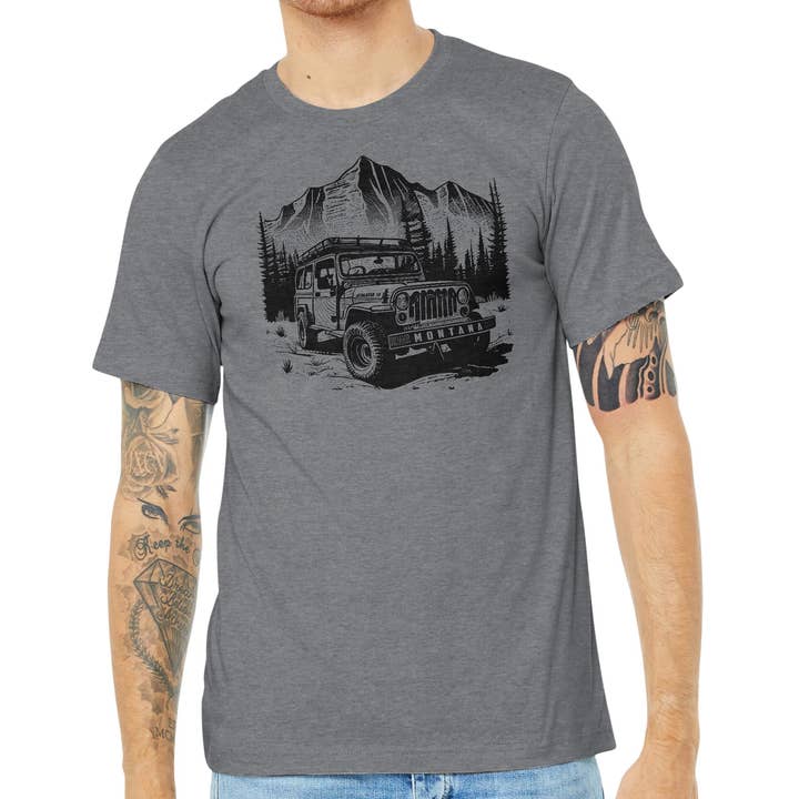 Jeep Mountain - Unisex Soft Blend Tee for wholesale by Blue Peak Creative