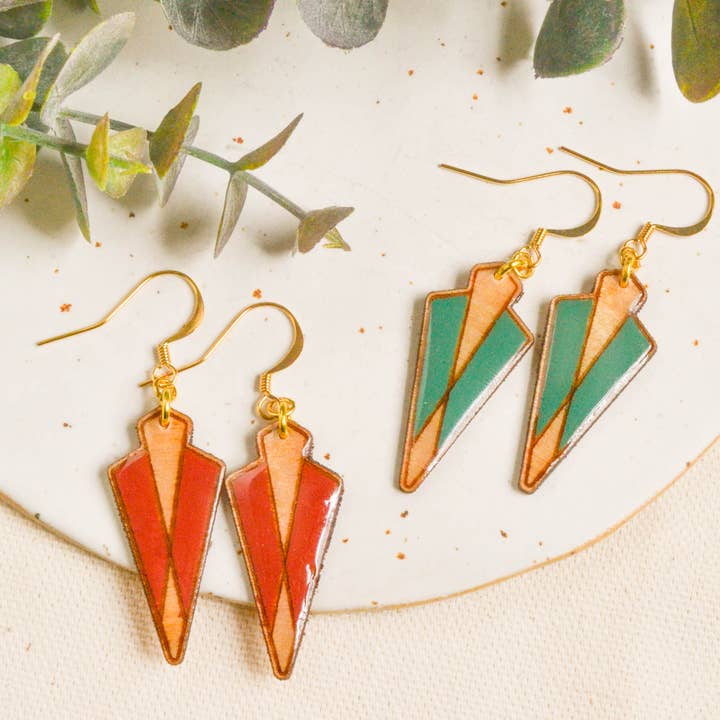 Earrings Rhombus Art Deco / Art Deco Vintage Dangle Earrings for wholesale by Monkey Wood