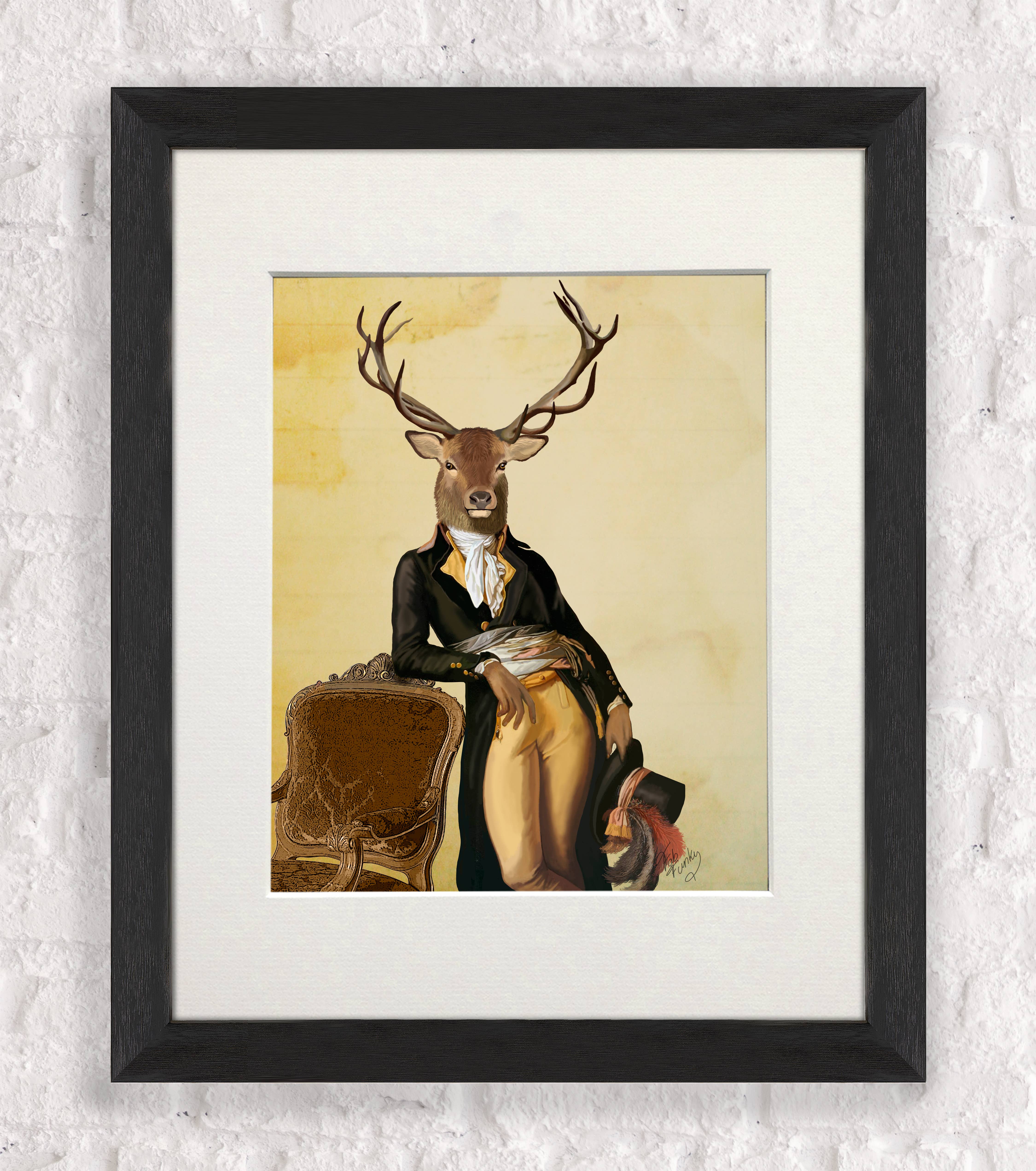 FabFunky Ltd - Wholesale Art Print - Deer & Chair, Stag Regency Style Giclee Art Print Wall Art2