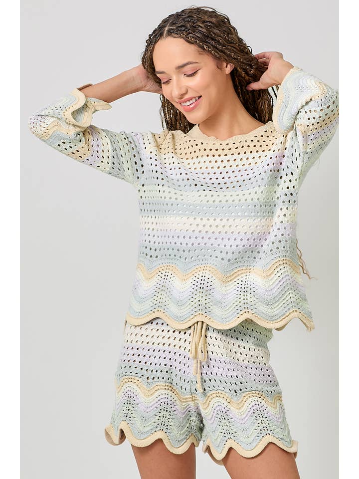 Mystree - Wholesale Knit Sweater - Women's - 61007 Open Stitch High Low Sweater
