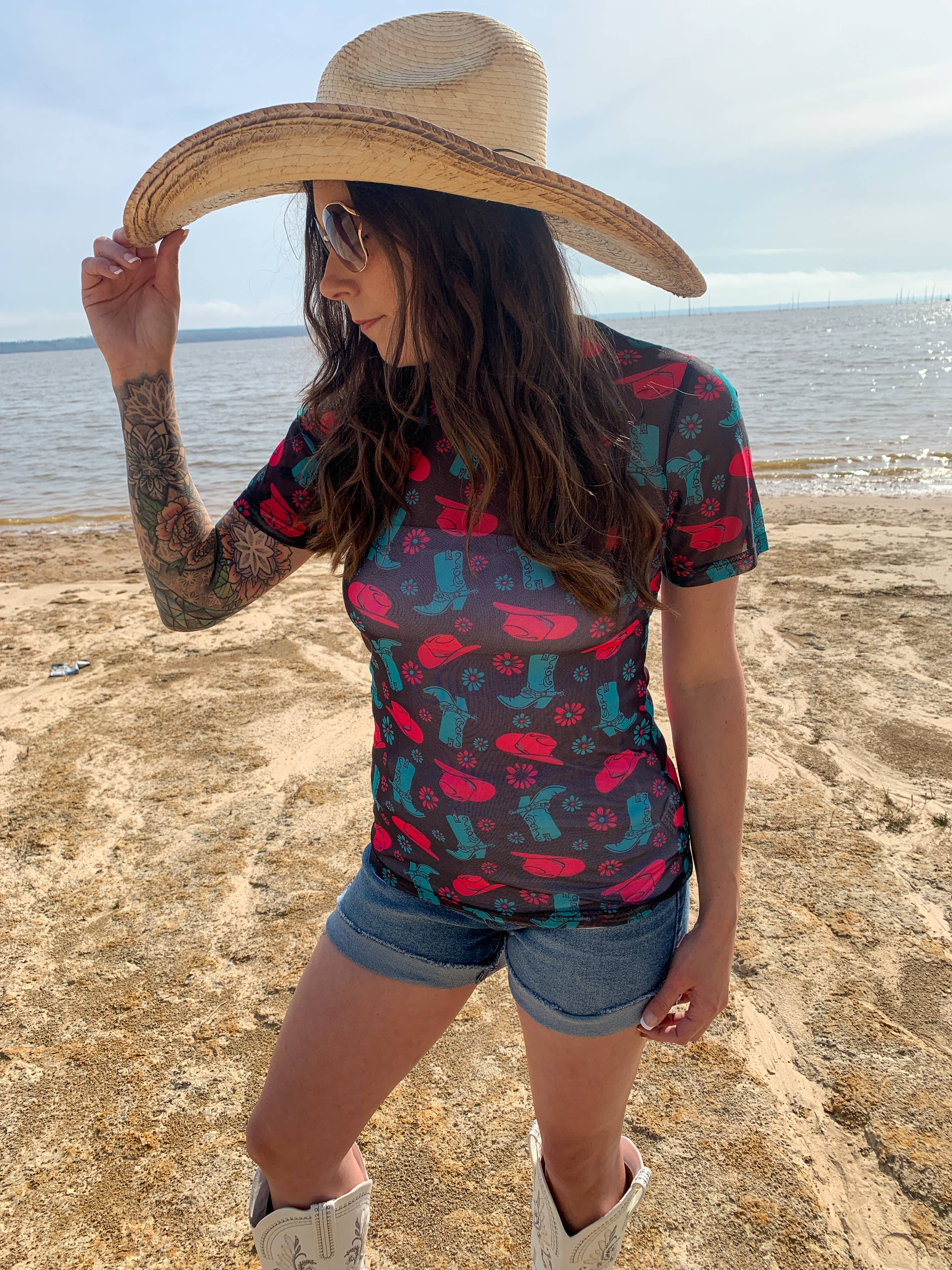 Merigold Western MK325/745 Haut en maille à manches courtes Dancehall Diva en vente sur Faire1