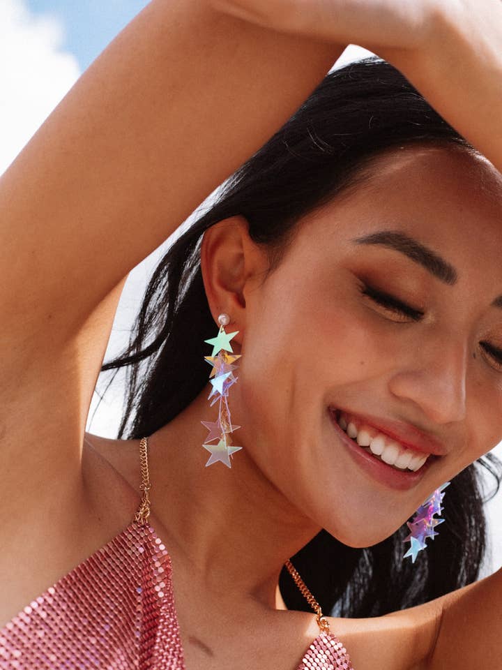 Pearl Iridescent Star Earrings for wholesale by Space 46 Wholesale