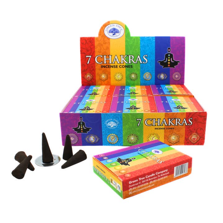 Green Tree - Wholesale Incense - Green Tree 7 Chakra Cones (10 pieces)