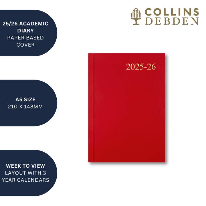Collins Debden - Wholesale Planner - Essentials - A5 Week-to-View with Appointments Mid/Academic Year Diary Planner 2025-20269