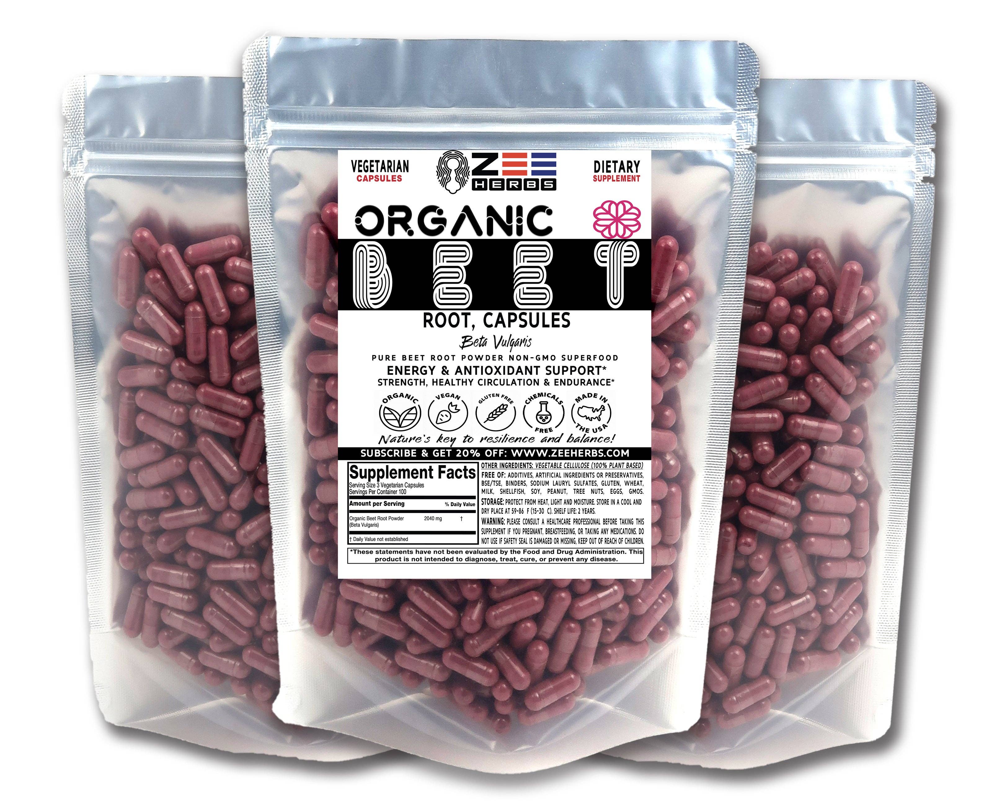 ZeeHERBS - Wholesale Oral Supplement/Vitamin - Organic Beet Root Capsules 2040mg - Nutrient-Dense Superfood for Energy & Vitality