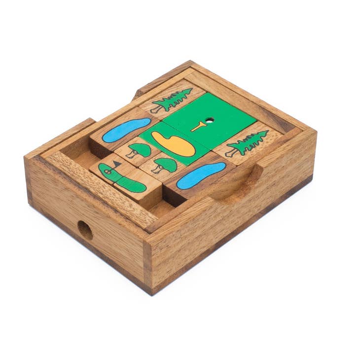 On The Greens Sliding Block Game for wholesale by SMI Designs Wooden Puzzles