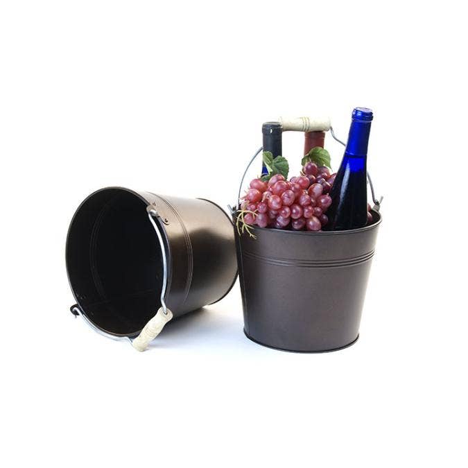 Buhi Imports - Wholesale Plant Pot - 8.5" Pail Deep Chocolate Brown Finish