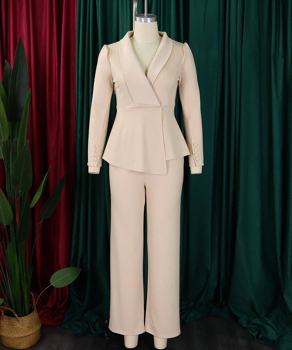 Aria Romance - Wholesale Suit Set - Women's - Ruffled Sleeve Wide-Leg Trouser Set13