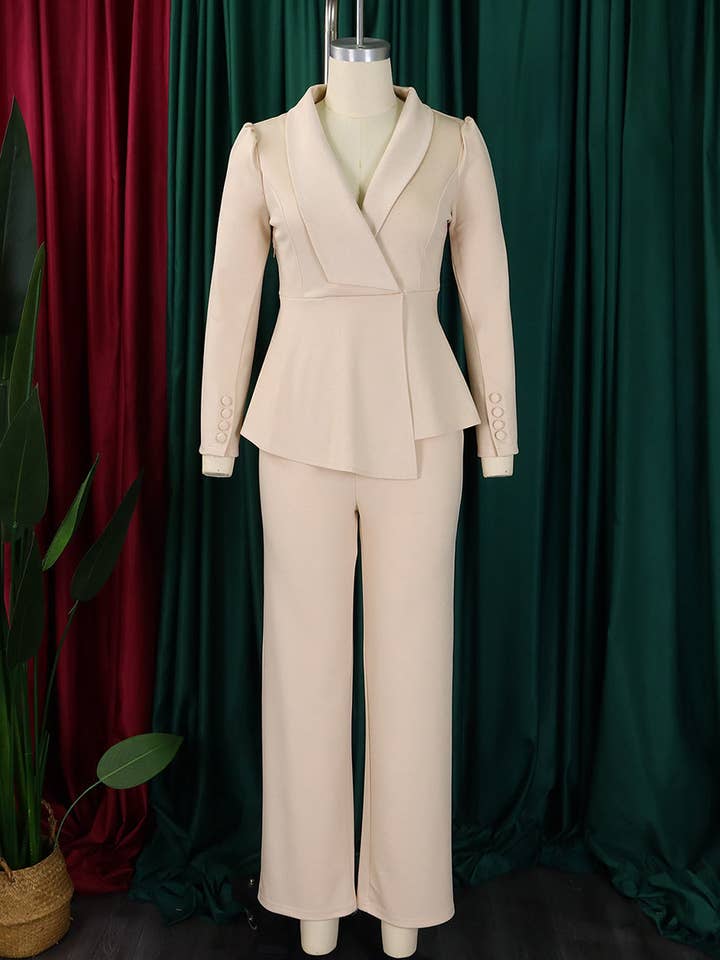 Aria Romance - Wholesale Suit Set - Women's - Ruffled Sleeve Wide-Leg Trouser Set13