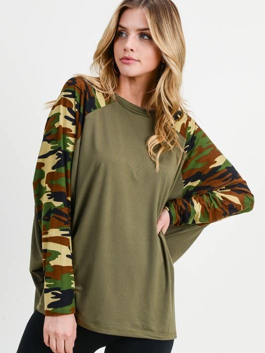 Tarnung Dolman-Ärmel Top für den Großhandel von Yelete