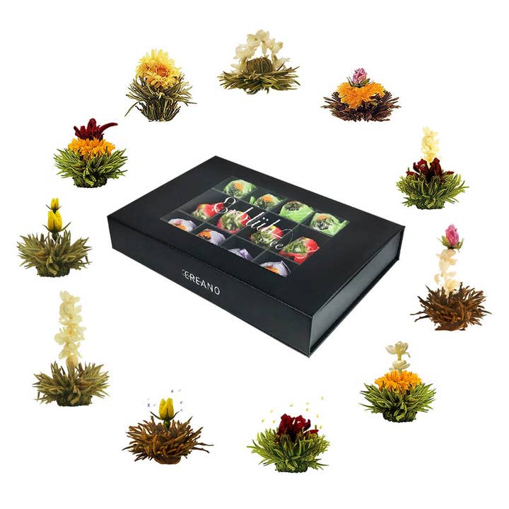 Creano - Wholesale Loose Tea - Creano tea flowers mix 18 blooming tea white, black & green3