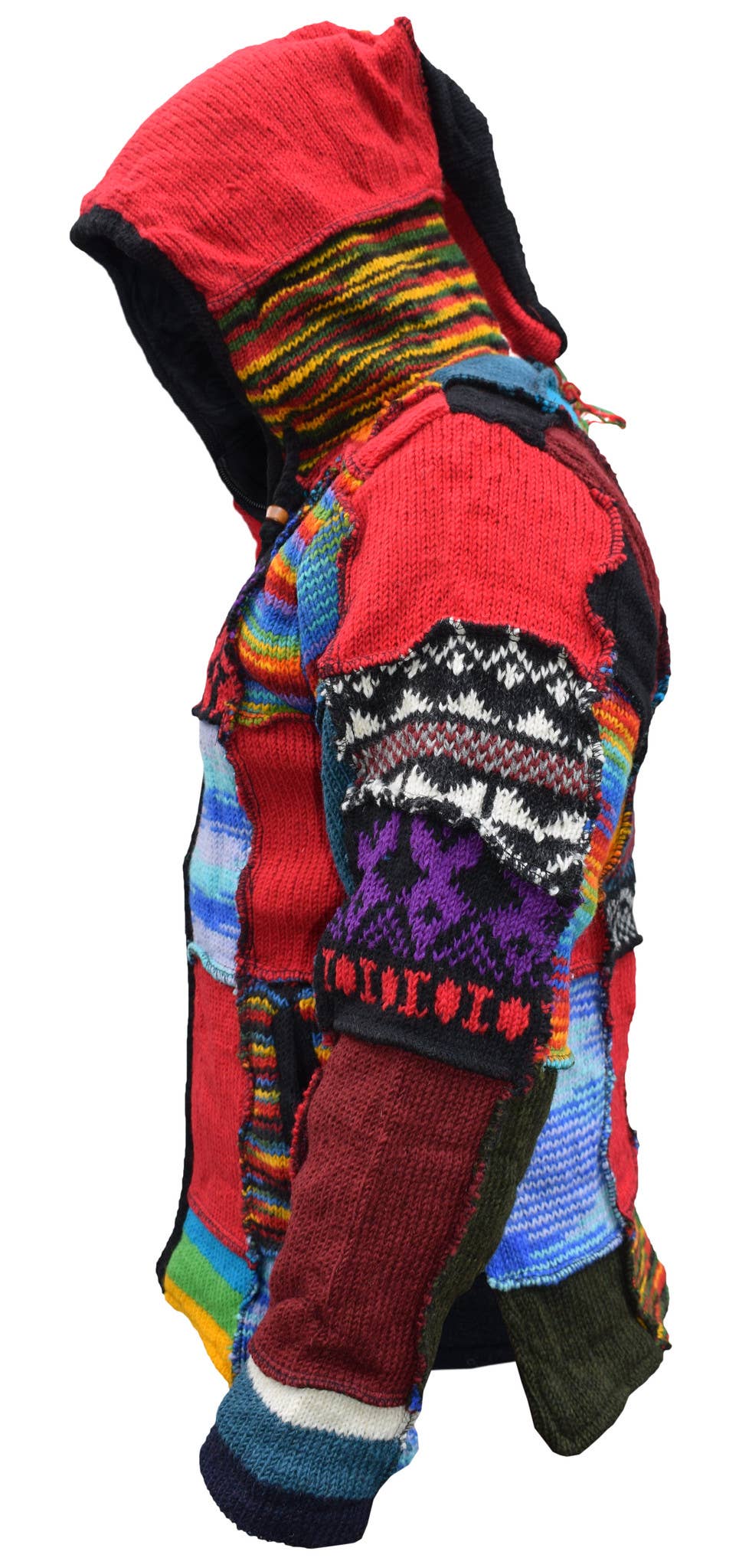 Gheri - Vente Veste – unisexe - Veste en laine de Noël patchwork elfe flocon de neige pixie2