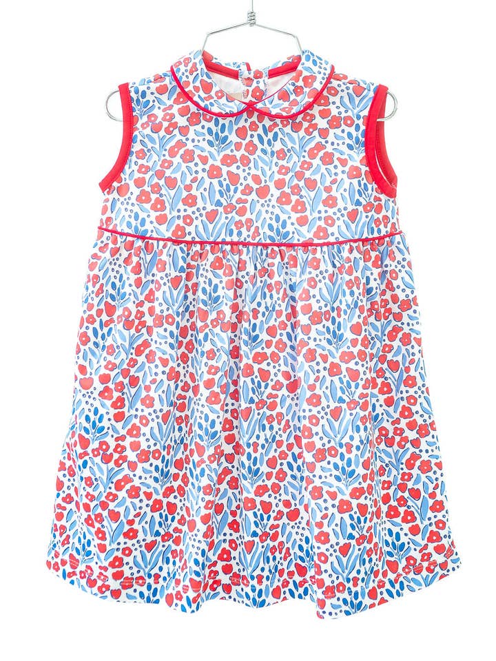 Ruth and Ralph - Wholesale Dress - Kids - Patriotic Floral Pima Libby Dress1